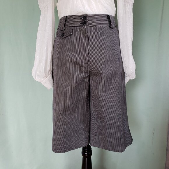 2 Pc JESSICA Cotton Bermuda Shorts Pedal Pusher Pinstripe Suit - Picture 5 of 10